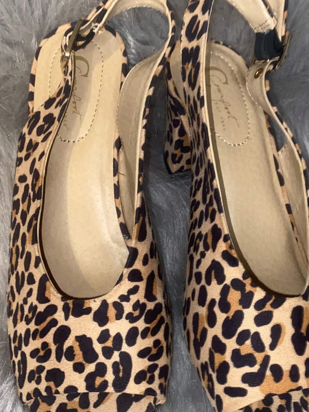 Caparros Leopard Print Slingback Heels in Tan and Black